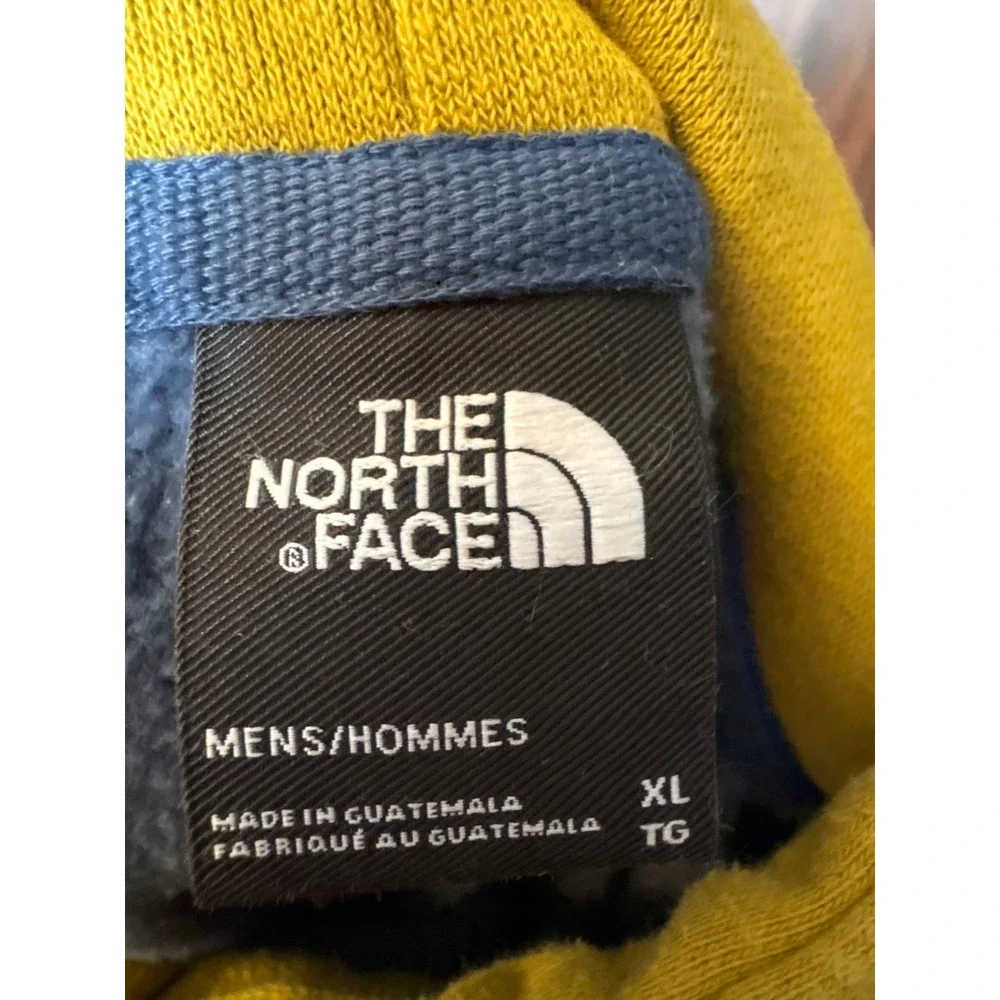 The North Face Mens XL Colorblock Hoodie Blue Yellow Green Pullover Sweatshirt